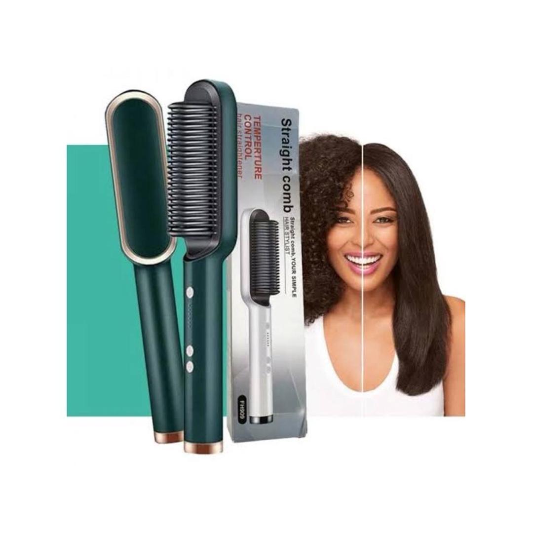 2-in-1 Hair Straightener Brush – Intelligent Temperature Control & Frizz-Free Styling