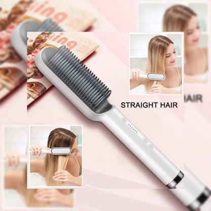 2-in-1 Hair Straightener Brush – Intelligent Temperature Control & Frizz-Free Styling