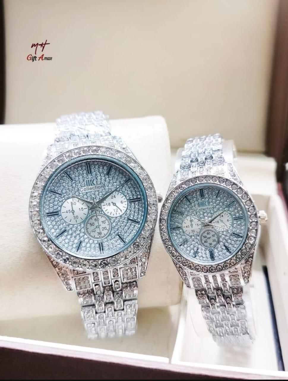 Luxury Diamond-Studded Couple Watch Set – Timeless Elegance for Him & Her