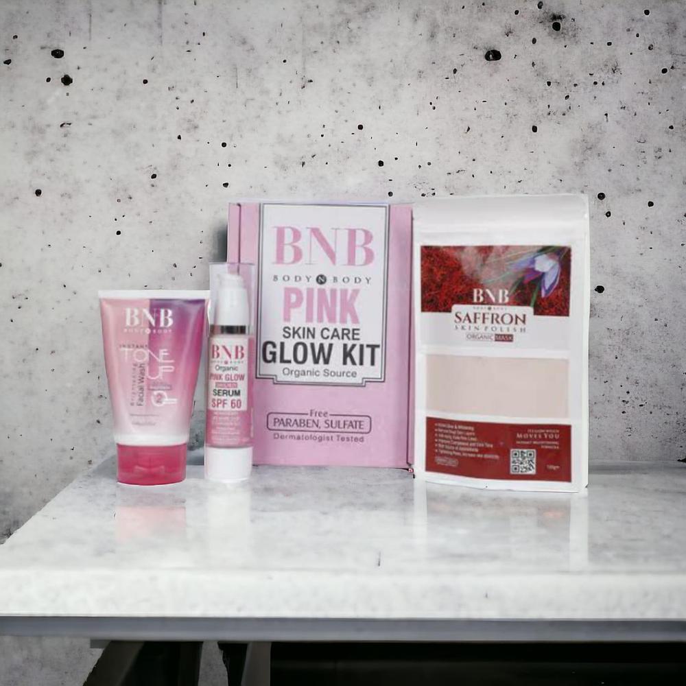 Rejuvenating Pink Glow Facial Kit – Nourishing Saffron Mask & SPF Protection Combo